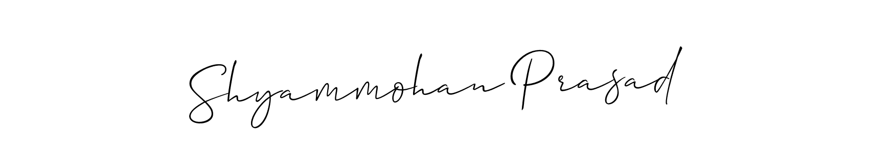 You should practise on your own different ways (Allison_Script) to write your name (Shyammohan Prasad) in signature. don't let someone else do it for you. Shyammohan Prasad signature style 2 images and pictures png