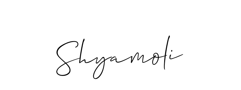 The best way (Allison_Script) to make a short signature is to pick only two or three words in your name. The name Shyamoli include a total of six letters. For converting this name. Shyamoli signature style 2 images and pictures png