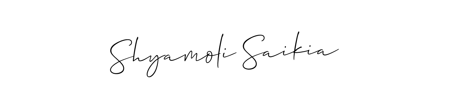 Make a short Shyamoli Saikia signature style. Manage your documents anywhere anytime using Allison_Script. Create and add eSignatures, submit forms, share and send files easily. Shyamoli Saikia signature style 2 images and pictures png