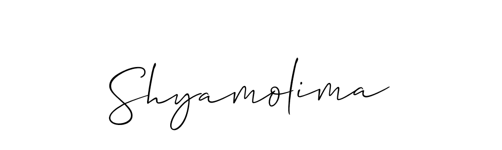 The best way (Allison_Script) to make a short signature is to pick only two or three words in your name. The name Shyamolima include a total of six letters. For converting this name. Shyamolima signature style 2 images and pictures png