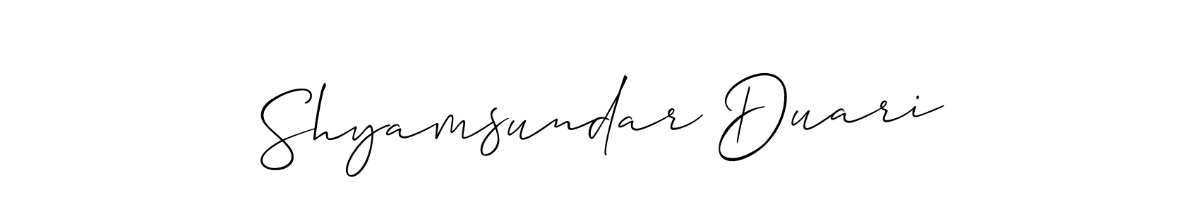 Use a signature maker to create a handwritten signature online. With this signature software, you can design (Allison_Script) your own signature for name Shyamsundar Duari. Shyamsundar Duari signature style 2 images and pictures png