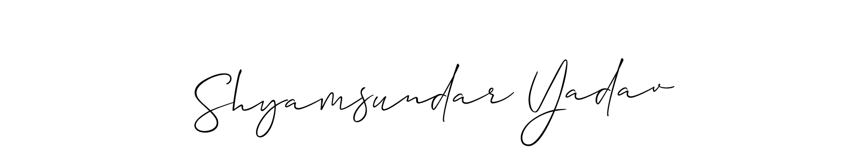 Allison_Script is a professional signature style that is perfect for those who want to add a touch of class to their signature. It is also a great choice for those who want to make their signature more unique. Get Shyamsundar Yadav name to fancy signature for free. Shyamsundar Yadav signature style 2 images and pictures png