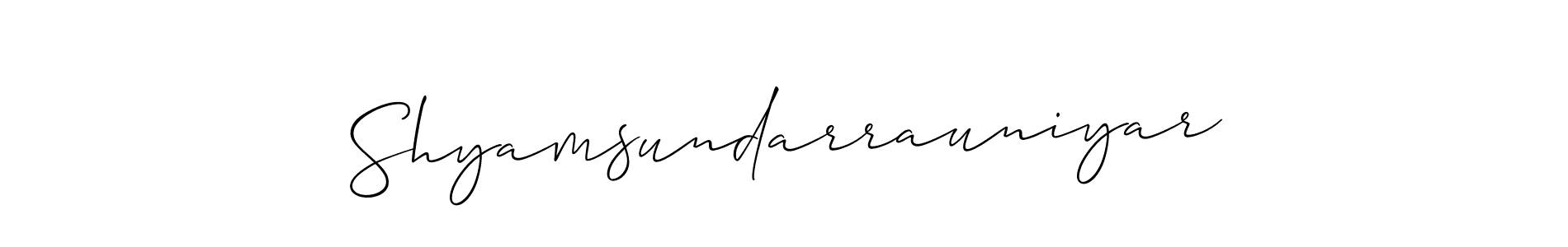 How to make Shyamsundarrauniyar signature? Allison_Script is a professional autograph style. Create handwritten signature for Shyamsundarrauniyar name. Shyamsundarrauniyar signature style 2 images and pictures png