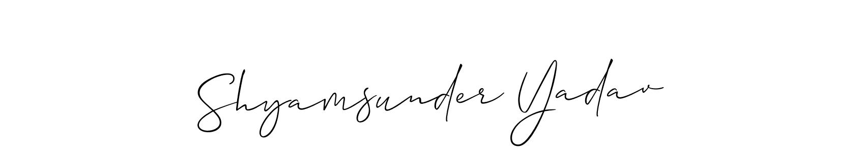 Make a beautiful signature design for name Shyamsunder Yadav. With this signature (Allison_Script) style, you can create a handwritten signature for free. Shyamsunder Yadav signature style 2 images and pictures png