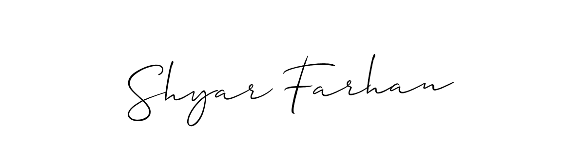 Create a beautiful signature design for name Shyar Farhan. With this signature (Allison_Script) fonts, you can make a handwritten signature for free. Shyar Farhan signature style 2 images and pictures png