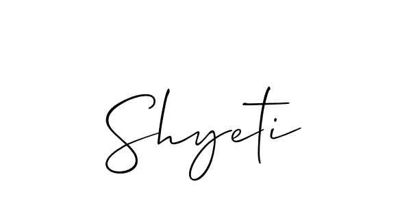 The best way (Allison_Script) to make a short signature is to pick only two or three words in your name. The name Shyeti include a total of six letters. For converting this name. Shyeti signature style 2 images and pictures png