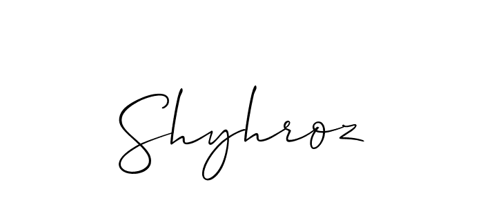 You should practise on your own different ways (Allison_Script) to write your name (Shyhroz) in signature. don't let someone else do it for you. Shyhroz signature style 2 images and pictures png