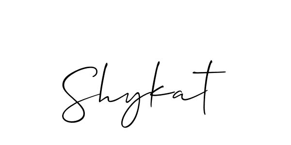 The best way (Allison_Script) to make a short signature is to pick only two or three words in your name. The name Shykat include a total of six letters. For converting this name. Shykat signature style 2 images and pictures png