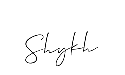 Design your own signature with our free online signature maker. With this signature software, you can create a handwritten (Allison_Script) signature for name Shykh. Shykh signature style 2 images and pictures png