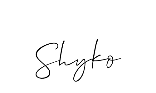 Also You can easily find your signature by using the search form. We will create Shyko name handwritten signature images for you free of cost using Allison_Script sign style. Shyko signature style 2 images and pictures png