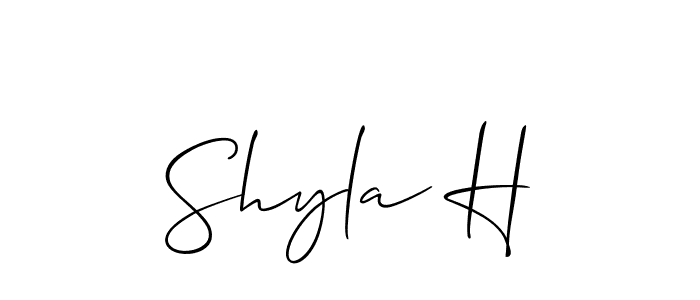 How to make Shyla H signature? Allison_Script is a professional autograph style. Create handwritten signature for Shyla H name. Shyla H signature style 2 images and pictures png