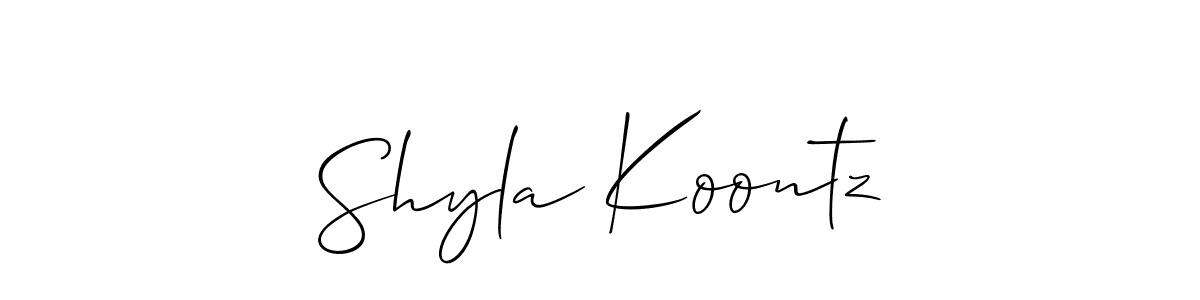 This is the best signature style for the Shyla Koontz name. Also you like these signature font (Allison_Script). Mix name signature. Shyla Koontz signature style 2 images and pictures png