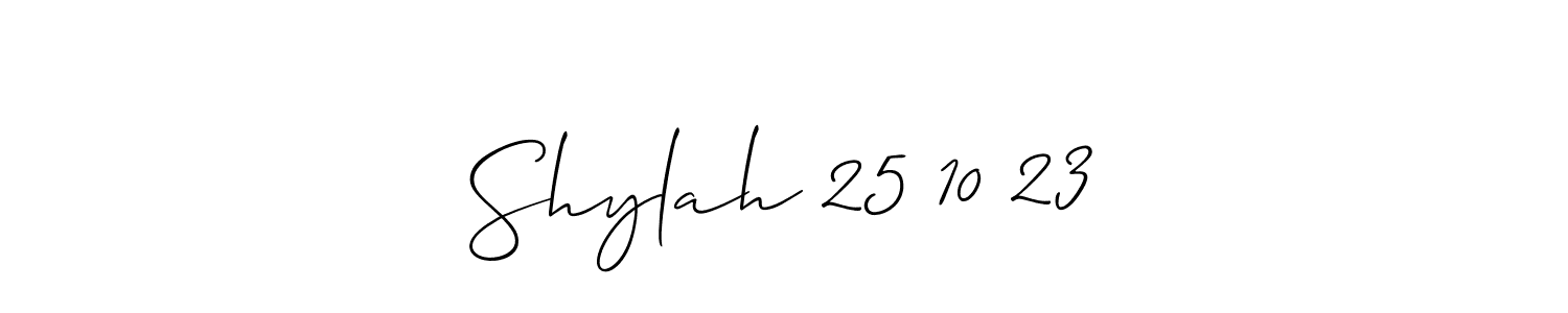 It looks lik you need a new signature style for name Shylah 25 10 23. Design unique handwritten (Allison_Script) signature with our free signature maker in just a few clicks. Shylah 25 10 23 signature style 2 images and pictures png