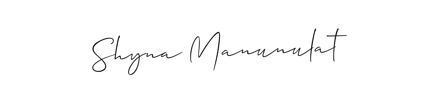 Make a beautiful signature design for name Shyna Manunulat. With this signature (Allison_Script) style, you can create a handwritten signature for free. Shyna Manunulat signature style 2 images and pictures png