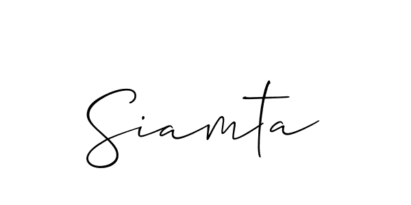 Allison_Script is a professional signature style that is perfect for those who want to add a touch of class to their signature. It is also a great choice for those who want to make their signature more unique. Get Siamta name to fancy signature for free. Siamta signature style 2 images and pictures png
