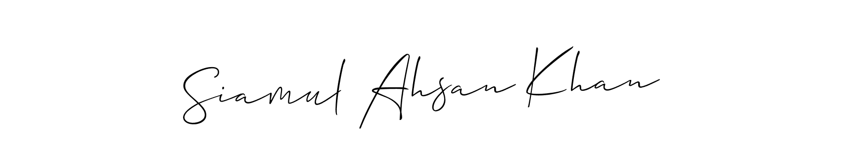 The best way (Allison_Script) to make a short signature is to pick only two or three words in your name. The name Siamul Ahsan Khan include a total of six letters. For converting this name. Siamul Ahsan Khan signature style 2 images and pictures png