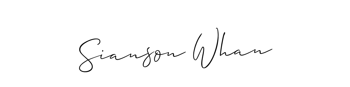 Similarly Allison_Script is the best handwritten signature design. Signature creator online .You can use it as an online autograph creator for name Sianson Whan. Sianson Whan signature style 2 images and pictures png