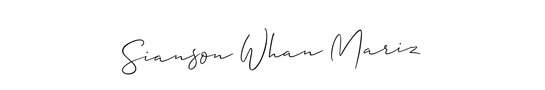 Check out images of Autograph of Sianson Whan Mariz name. Actor Sianson Whan Mariz Signature Style. Allison_Script is a professional sign style online. Sianson Whan Mariz signature style 2 images and pictures png