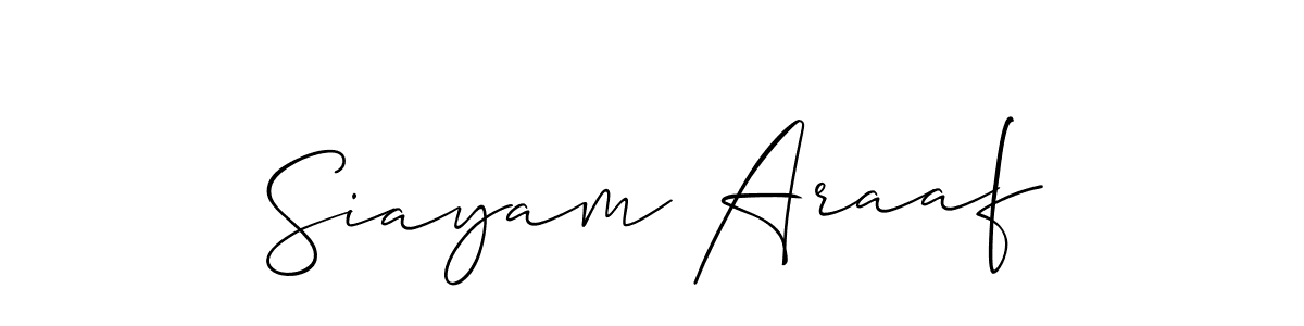 Siayam Araaf stylish signature style. Best Handwritten Sign (Allison_Script) for my name. Handwritten Signature Collection Ideas for my name Siayam Araaf. Siayam Araaf signature style 2 images and pictures png