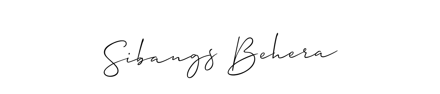 Make a beautiful signature design for name Sibangs Behera. With this signature (Allison_Script) style, you can create a handwritten signature for free. Sibangs Behera signature style 2 images and pictures png