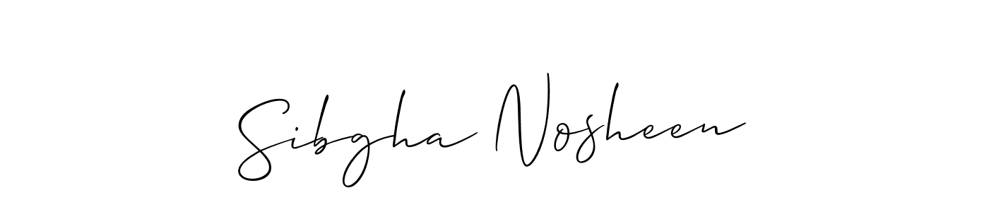 Allison_Script is a professional signature style that is perfect for those who want to add a touch of class to their signature. It is also a great choice for those who want to make their signature more unique. Get Sibgha Nosheen name to fancy signature for free. Sibgha Nosheen signature style 2 images and pictures png
