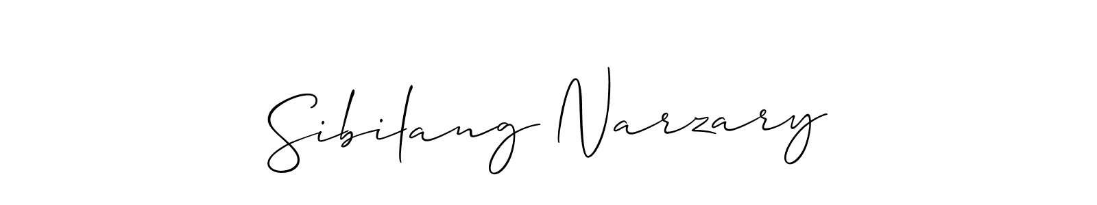 Allison_Script is a professional signature style that is perfect for those who want to add a touch of class to their signature. It is also a great choice for those who want to make their signature more unique. Get Sibilang Narzary name to fancy signature for free. Sibilang Narzary signature style 2 images and pictures png