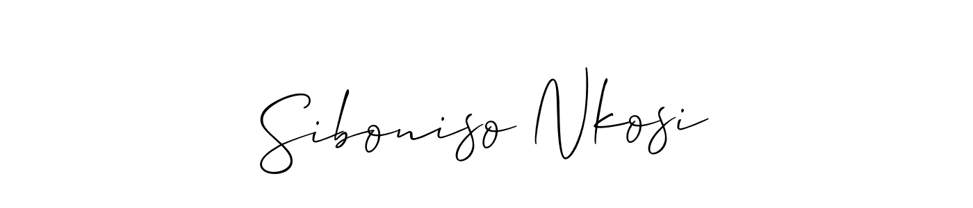 Make a beautiful signature design for name Siboniso Nkosi. With this signature (Allison_Script) style, you can create a handwritten signature for free. Siboniso Nkosi signature style 2 images and pictures png