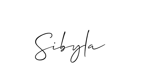 Make a beautiful signature design for name Sibyla. With this signature (Allison_Script) style, you can create a handwritten signature for free. Sibyla signature style 2 images and pictures png