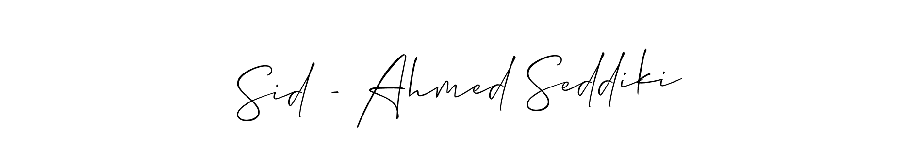 if you are searching for the best signature style for your name Sid - Ahmed Seddiki. so please give up your signature search. here we have designed multiple signature styles  using Allison_Script. Sid - Ahmed Seddiki signature style 2 images and pictures png