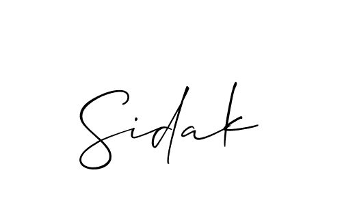 Use a signature maker to create a handwritten signature online. With this signature software, you can design (Allison_Script) your own signature for name Sidak. Sidak signature style 2 images and pictures png