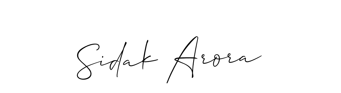 Make a beautiful signature design for name Sidak Arora. With this signature (Allison_Script) style, you can create a handwritten signature for free. Sidak Arora signature style 2 images and pictures png