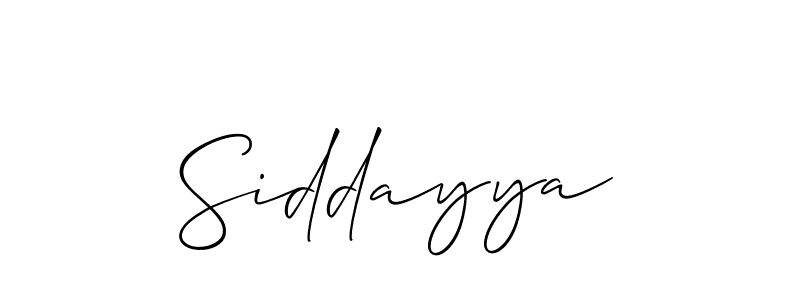 Use a signature maker to create a handwritten signature online. With this signature software, you can design (Allison_Script) your own signature for name Siddayya. Siddayya signature style 2 images and pictures png