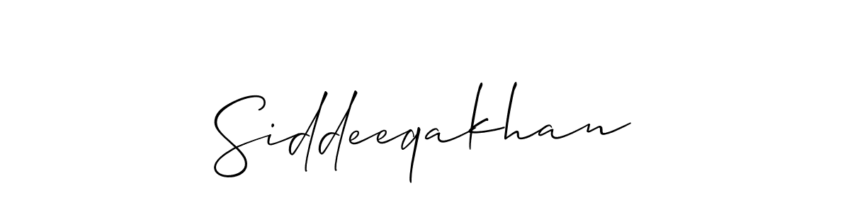 How to make Siddeeqakhan signature? Allison_Script is a professional autograph style. Create handwritten signature for Siddeeqakhan name. Siddeeqakhan signature style 2 images and pictures png