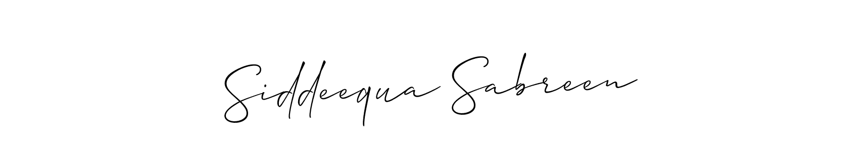 Also You can easily find your signature by using the search form. We will create Siddeequa Sabreen name handwritten signature images for you free of cost using Allison_Script sign style. Siddeequa Sabreen signature style 2 images and pictures png