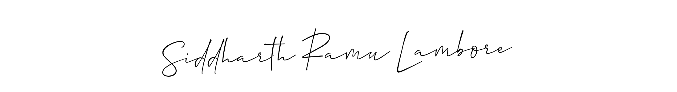 How to make Siddharth Ramu Lambore name signature. Use Allison_Script style for creating short signs online. This is the latest handwritten sign. Siddharth Ramu Lambore signature style 2 images and pictures png