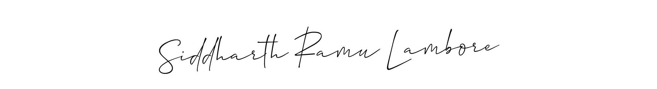 How to make Siddharth Ramu Lambore name signature. Use Allison_Script style for creating short signs online. This is the latest handwritten sign. Siddharth Ramu Lambore signature style 2 images and pictures png