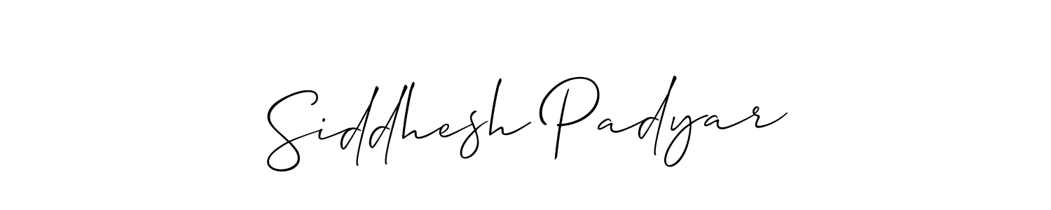 Also we have Siddhesh Padyar name is the best signature style. Create professional handwritten signature collection using Allison_Script autograph style. Siddhesh Padyar signature style 2 images and pictures png