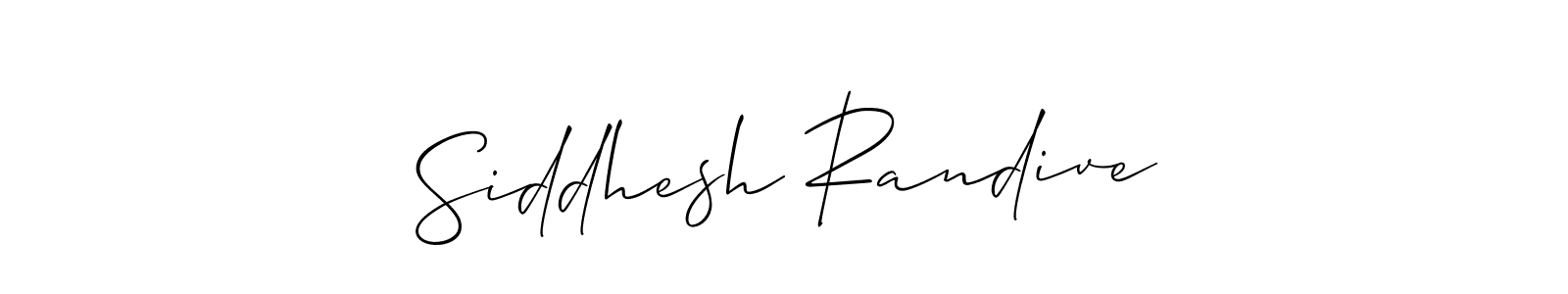 The best way (Allison_Script) to make a short signature is to pick only two or three words in your name. The name Siddhesh Randive include a total of six letters. For converting this name. Siddhesh Randive signature style 2 images and pictures png