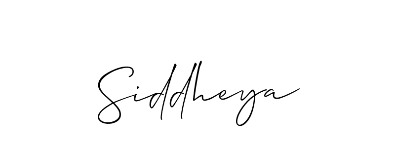 Design your own signature with our free online signature maker. With this signature software, you can create a handwritten (Allison_Script) signature for name Siddheya. Siddheya signature style 2 images and pictures png