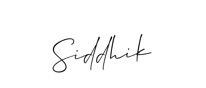 Design your own signature with our free online signature maker. With this signature software, you can create a handwritten (Allison_Script) signature for name Siddhik. Siddhik signature style 2 images and pictures png