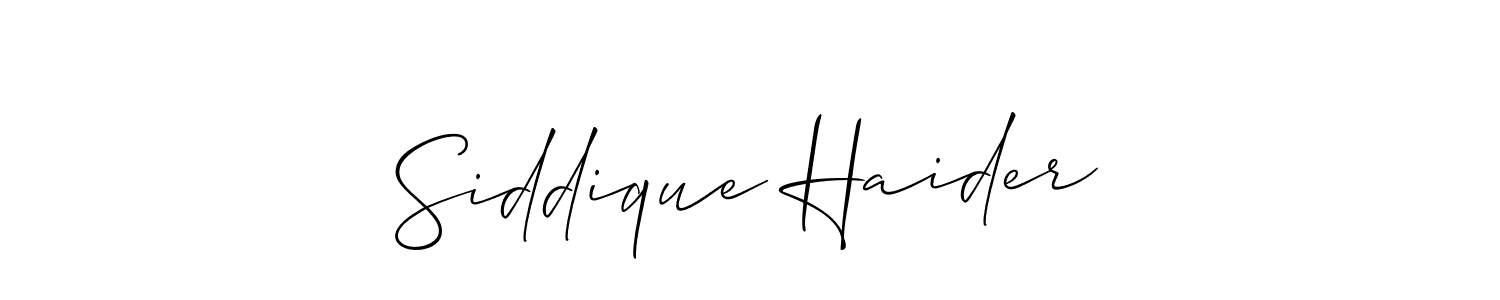 Make a beautiful signature design for name Siddique Haider. With this signature (Allison_Script) style, you can create a handwritten signature for free. Siddique Haider signature style 2 images and pictures png