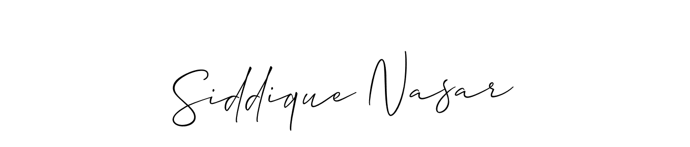 Make a beautiful signature design for name Siddique Nasar. With this signature (Allison_Script) style, you can create a handwritten signature for free. Siddique Nasar signature style 2 images and pictures png