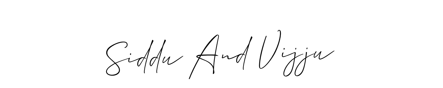 Design your own signature with our free online signature maker. With this signature software, you can create a handwritten (Allison_Script) signature for name Siddu And Vijju. Siddu And Vijju signature style 2 images and pictures png