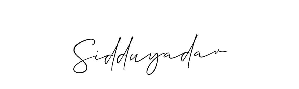Also You can easily find your signature by using the search form. We will create Sidduyadav name handwritten signature images for you free of cost using Allison_Script sign style. Sidduyadav signature style 2 images and pictures png