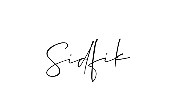 Design your own signature with our free online signature maker. With this signature software, you can create a handwritten (Allison_Script) signature for name Sidfik. Sidfik signature style 2 images and pictures png