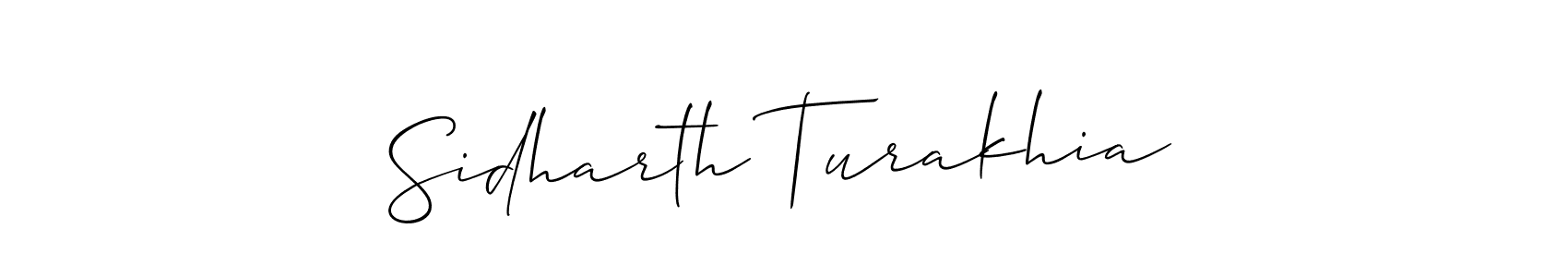 How to make Sidharth Turakhia signature? Allison_Script is a professional autograph style. Create handwritten signature for Sidharth Turakhia name. Sidharth Turakhia signature style 2 images and pictures png