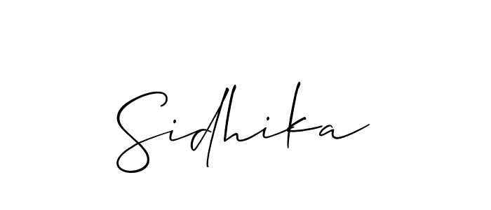 Use a signature maker to create a handwritten signature online. With this signature software, you can design (Allison_Script) your own signature for name Sidhika. Sidhika signature style 2 images and pictures png