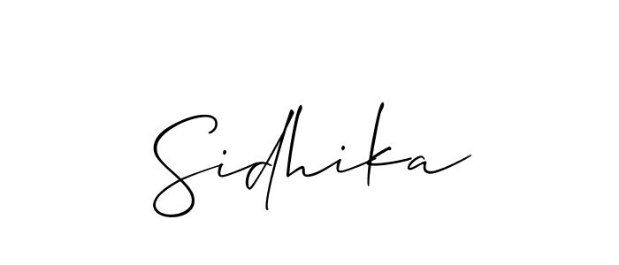 Use a signature maker to create a handwritten signature online. With this signature software, you can design (Allison_Script) your own signature for name Sidhika. Sidhika signature style 2 images and pictures png