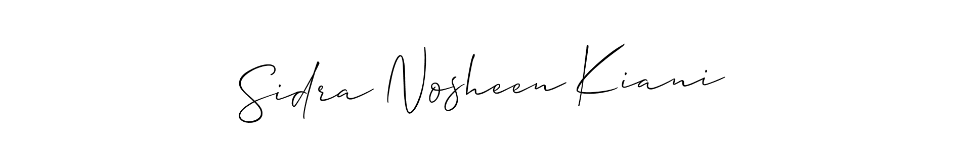 Also You can easily find your signature by using the search form. We will create Sidra Nosheen Kiani name handwritten signature images for you free of cost using Allison_Script sign style. Sidra Nosheen Kiani signature style 2 images and pictures png