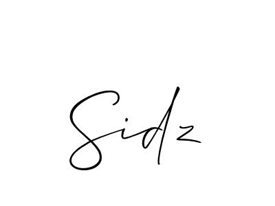 Use a signature maker to create a handwritten signature online. With this signature software, you can design (Allison_Script) your own signature for name Sidz. Sidz signature style 2 images and pictures png